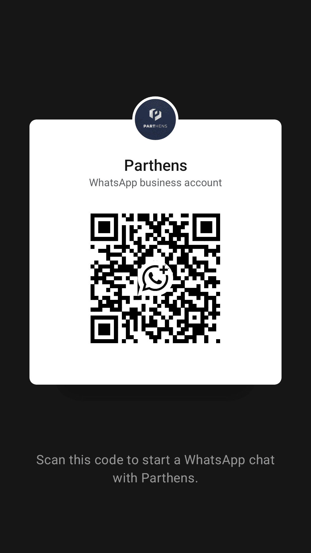 Scan to message Parthens on WhatsApp